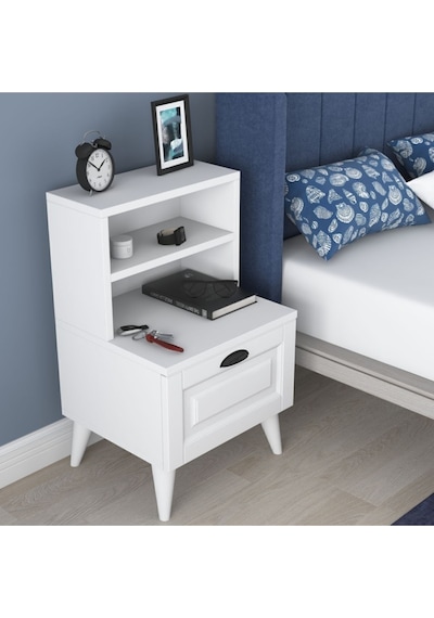 Rani Bd105 Komodin 2 Raflı Membran Çekmeceli Komodin Beyaz