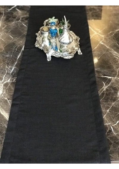 Valerium Simli Siyah Runner 40x150cm Siyah