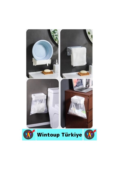 Kendinden Yapışkanlı Mutfak Banyo Balkon Ofis Kamp Piknik Katlanabilir Çöp Poşeti Tutucu Aparat Çok Renkli