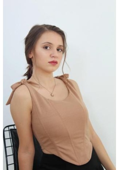 Mois Atelier Nude Balenli Crop Top, Tasarım, Hediye, Büyük Beden Nude