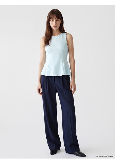 Lcw Vision Turkuaz Bisiklet Yaka Peplum Bluz
