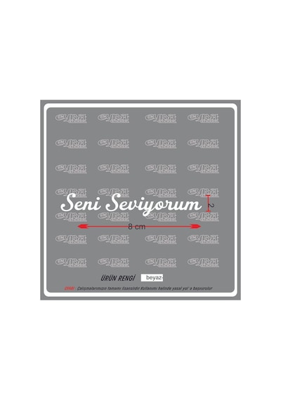 Seni Seviyorum Güneşlik Ayna Yazısı Araba-motosiklet Cam Etiket Sticker 8cm