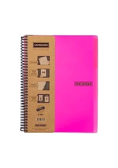 Capricorn Neon Serisi, A4, 7 Konulu 5 Kareli, 2 Çizgili 210 Yaprak Pp Kapaklı Spiralli Defter, Pembe 103 Ivory