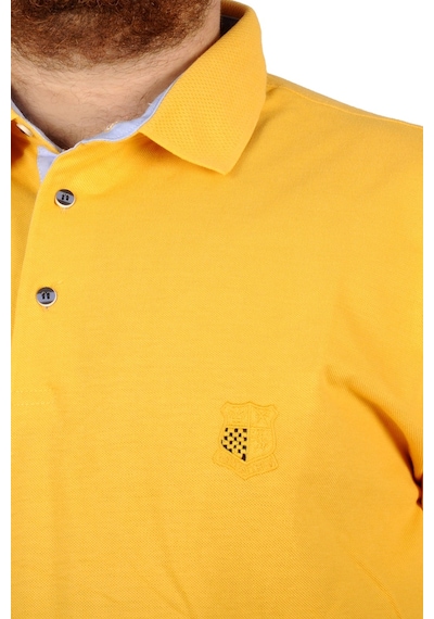 Mode Xl Battal Beden Erkek Tshirt Polo Yaka Nakışlı Klasik Pike 20553 Hardal Hardal