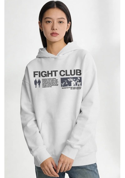 Sevbano Efsane Film Fight Club Tyler Durden Sırt Baskılı Unisex Oversize beyaz