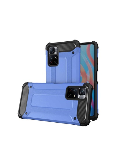 Kilifone - Xiaomi Uyumlu Redmi Note 11 Global - Kılıf Çift Katman Zırh Tank Crash Military Kapak - Mavi