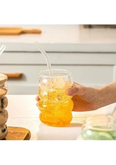 2 Adet Şeffaf Cam Pipetli Ahşap Kapaklı Isıya Dayanıklı Şeritli Boğumlu Bardak Kahve Ve Meyve Suyu İçin Aeropress