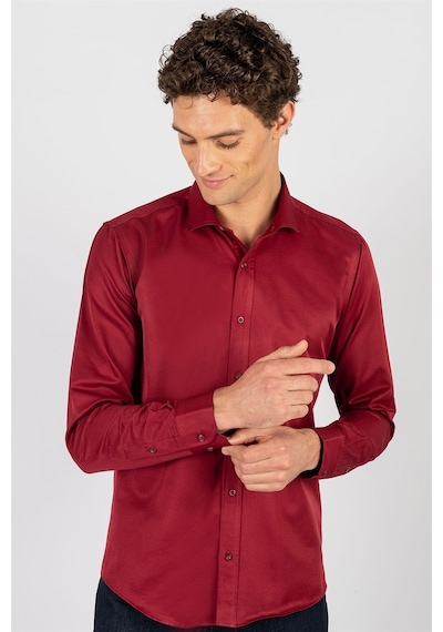 Tudors Modern Slim Fit Dar Kesim Düz Erkek Gömlek-24100 Bordo Tudors Modern Slim Fit Dar Kesim Düz Erkek Gömlek-24100 Bordo