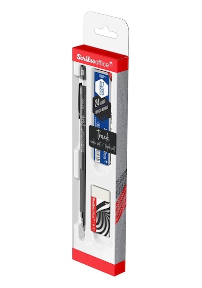 Scrikss Track Siyah 0.7 Mm Mekanik Kurşun Kalem Üçlü Set Siyah