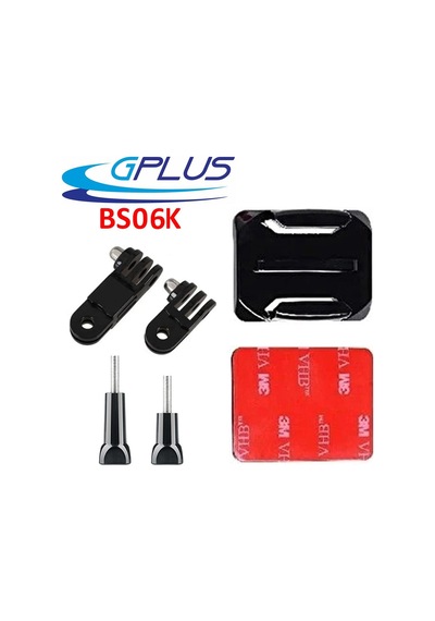 Gplus Bs06k 6 Parça Oval Zemin Kavisli Yüzey 3 Yollu Aksiyon Kamera Uyumlu 3m Yapışkanlı Motor Kask Bağlantı Seti Siyah