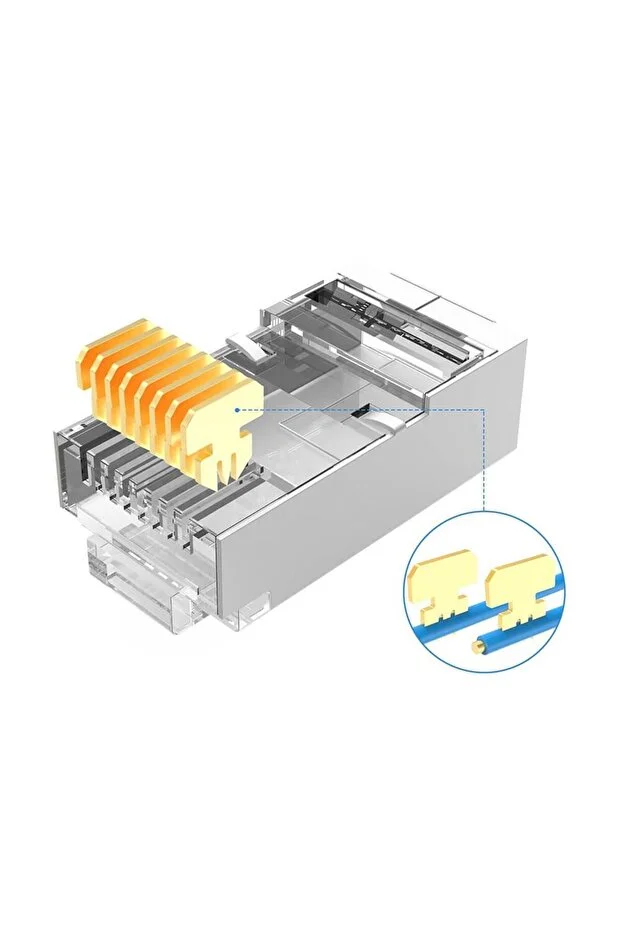 10 Adet Yeni Nesil Metal Gold Plated Geçişli Cat5/cat6 Rj45 Konnektörü 8p8c Ethernet Kablo Ucu Jack