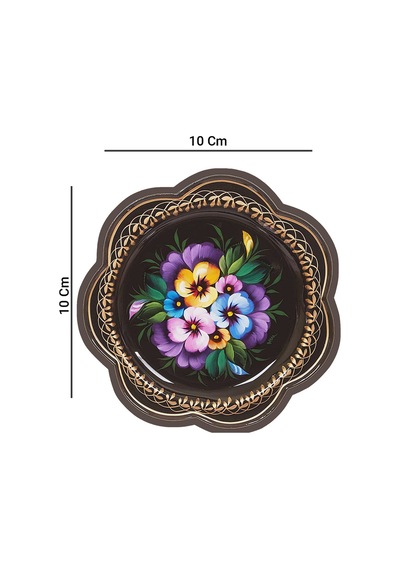 Valerine Life Sarı Mavi Mor Menekşeli Yıkanabilir Kaydırmaz Ofis Çay Ve Fincan Bardak Altlığı 10x10cm 6 Adet Siyah