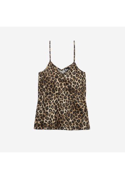 The Kooples Kadın Askılı Leopar Desenli Kahverengi İpek Bluz
