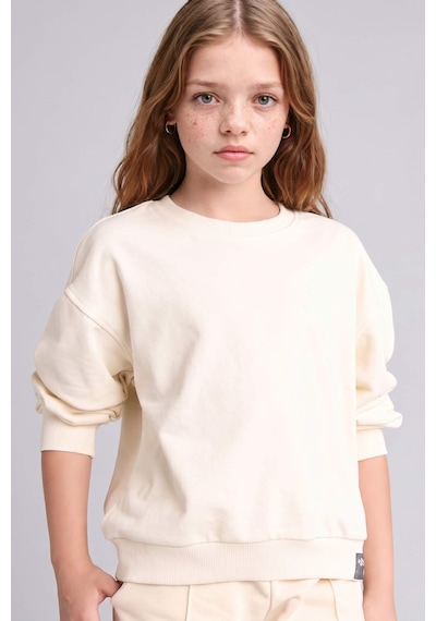 Defacto Okula Dönüş Relax Fıt Bisiklet Yaka Sweatshirt Kız Çocuk E6842a826auer98 Ekru-er98