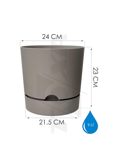 Toxa Begonya Saksı Tabaklı Drenajlı Mat Plastik Çiçek Saksısı 4 Adet, 9 Litre, 25cm, Bej Diğer