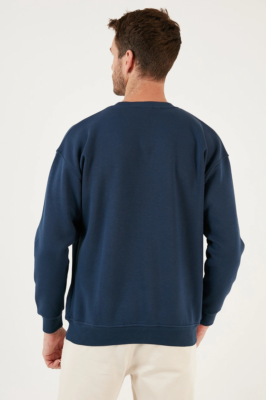 Buratti Regular Fit Bisiklet Yaka Şardonlu 2'Li Paket Erkek Sweat 5905255S2 Indigo-Vişne