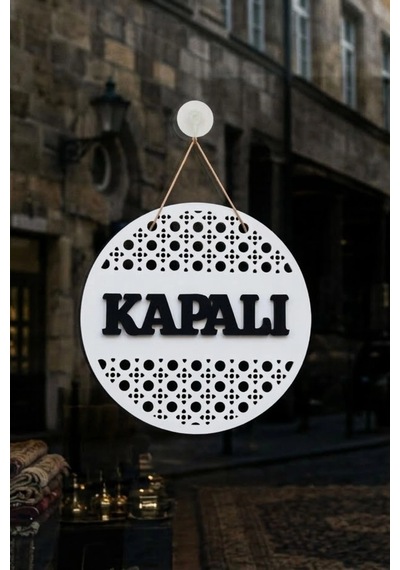 Rattan Model Açık-kapalı Tabelası - Beyaz