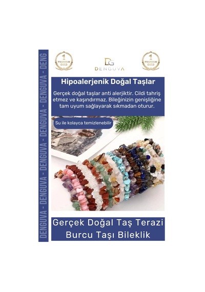 Bileklik Doğal Taş Ayarlanabilir Su Geçirmez Enerji Hediye Terazi Burçları Burç Unisex Bileklik Çok Renkli