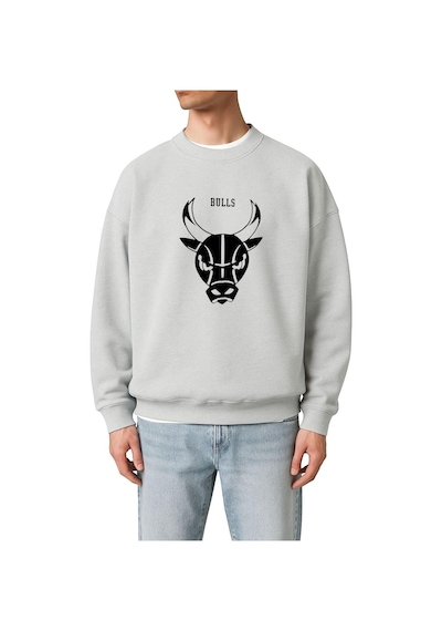 Benroma 3 İplik Penye Chıcago Bulls Baskılı Unisex Sweatshırt Gri