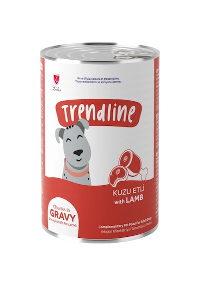 Trendline Konserve Sos İçinde Et Parçacıklı Kuzu Etli Yetişkin Köpek Konservesi 400 Gr