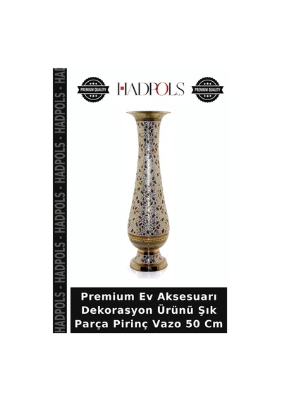 Premium Ev Aksesuarı Dekorasyon Ürünü Şık Parça Pirinç Vazo 50 Cm Bakır Pirinç