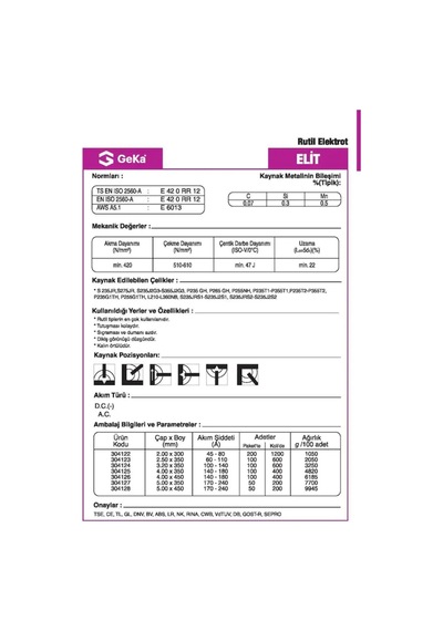 GeKa Elıt E6013 Kaynak Elektrodu 2,5x350 mm