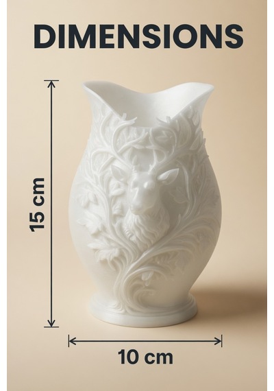 3d Baskılı Geyik Desenli Dekoratif Vazo 15 Cm Çok Renkli