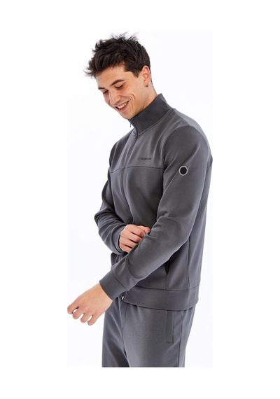 AR-MA Arma Erkek Slim Fit Örme Interlok Basic Tam Fermuar Dik Yaka Sweatshirt %80 Pamuk %14 Polyester %6 Elastan K30324989902 Gri