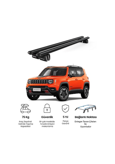 Pençe Jeep Renegade Ara Atkı 2014 Ve Sonrası Uyumlu Siyah Ara Atkı Port Bagaj Tavan Barı