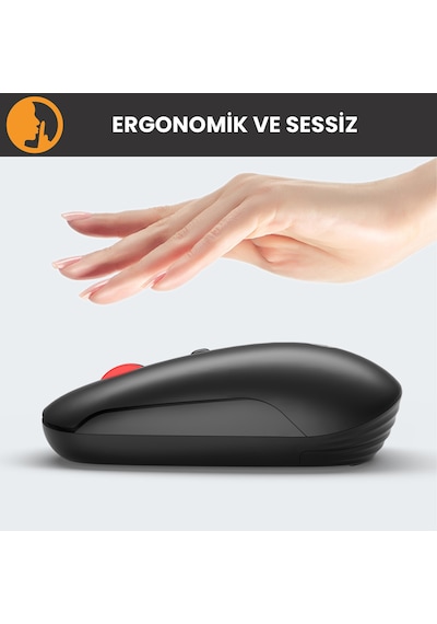 Lecoo WS211 Kablosuz 1600DPI 6 Tuşlu Çift Modlu Şarj Edilebilir Optik Mouse
