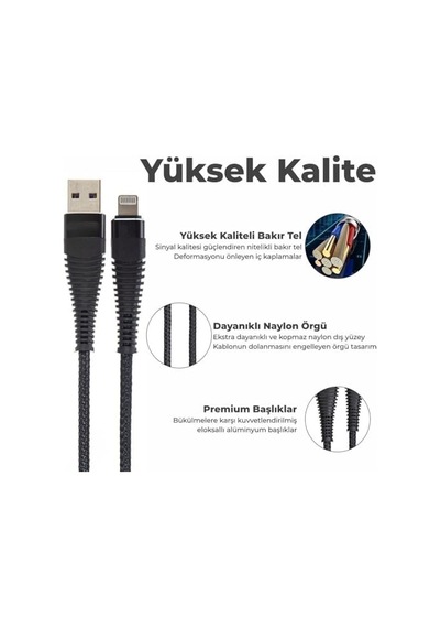 İphone İle Uyumlu Lightning 5a 100 W Örgülü Hızlı Şarj Ve Data Kablosu 1 Metre