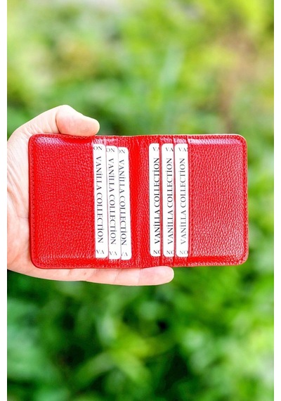 Vanilla Collection Süper Ince Ergonomik Deri Yeni Nesil Kartlık Cüzdan Portföy Kırmızı Kırmız