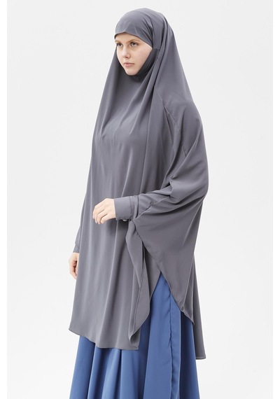 Altobeh Kadın Tesettür Medine İpeği Çarşaf Üstü Peçeli Sufle Hijab Füme