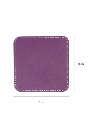 Bardak Altlığı,6 Lı Set,masaüstü Kare Cup Coaster,vegan Suni Deri,11x11 Cm.,lila