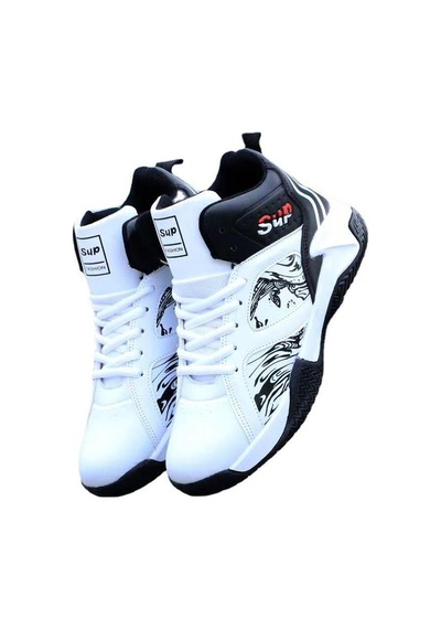 Beyaz Yeni Erkek Spor Ayakkabı Bağcıklı Moda Kaymaz Günlük Koşu Ayakkabısı Beyaz