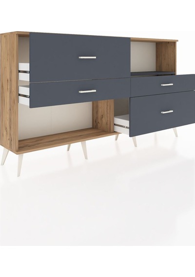 Arges Konsol Tek Raflı 4 Çekmeceli 176x30x99 Çam-antrasit Çam-antrasit Arges Konsol Tek Raflı 4 Çekmeceli 176x30x99 Çam-antrasit Çam-antrasit