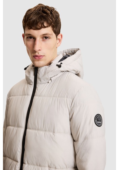 U.S. Polo Assn. Erkek Taş Kapüşonlu Yaka Regular Fit Ara Boy Fermuarlı Cepli Kaban 50328178-vr049 Taş Rengi