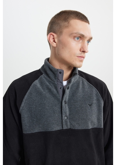 AC&Co / Altınyıldız Classics Erkek Sıyah A.melanj Standart Fit Normal Kesim Bato Yaka Desenli Polar Siyah AC&Co / Altınyıldız Classics Erkek Sıyah A.melanj Standart Fit Normal Kesim Bato Yaka Desenli Polar Siyah