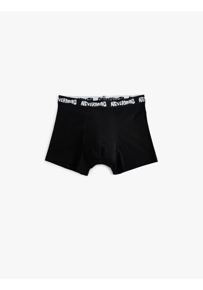 Koton 3'lü Boxer Seti Oversize Slogan Baskılı Pamuklu Siyah 5slm90012mk