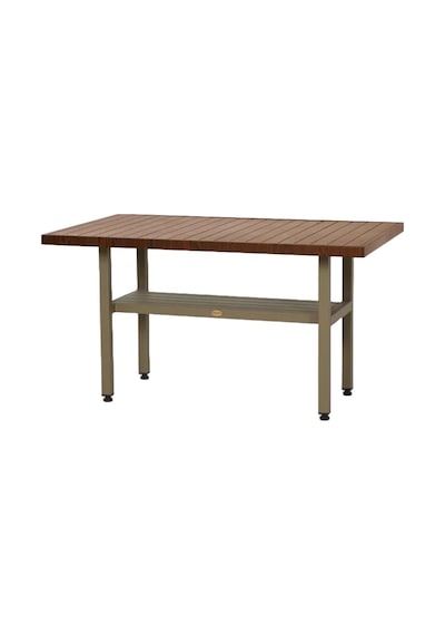 Çamlıca Masalar Alüminyum Bahçe Balkon Mutfak Masası 65x110 - Alt Tablalı Kahverengi