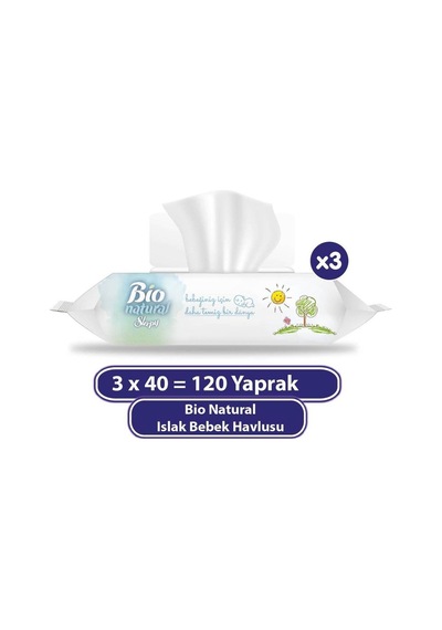 Sleepy Islak Mendil Bio Natural 3X40 Adet