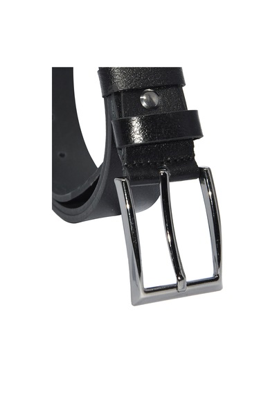 Süzer Deri 3.5 Cm. Battal Klasik Hakiki Deri Dikişli Model Düz Renk Erkek Kemer Siyah