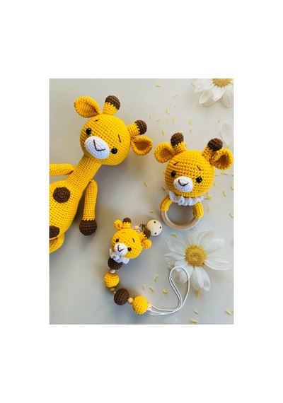 Adenya Sepeti Amigurumi Örgü Zürafa Üçlü Set-sarı