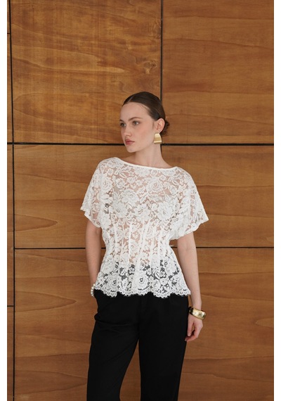 Verymoda Beli Gipeli Brode Bluz D2966 Krem