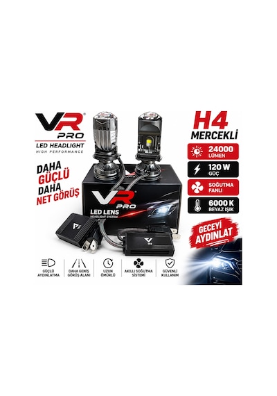 Vr Pro Ultra H4 Mercekli Led 120w 24000 Lümen