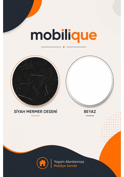 Monako 6 Kapaklı Tv Ünitesi Siyah Mermer Desenli Beyaz