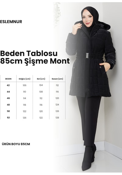 Eslemnur Nova Kumaş Şişme Mont 85cm Füme