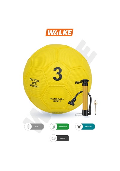 Walke Premium 3 Numara Kauçuk Hentbol Topu Pompa Hediyeli Sarı