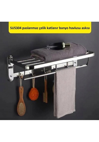 Raflı Havluluk Oval Köşeli Model 60 Cm Ss304 Paslanmaz Çelik Renk Parlak Krom