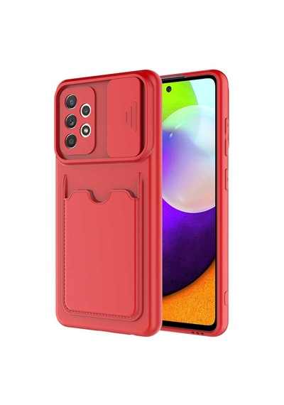 Zore Galaxy Uyumlu A72 Kılıf Kartix Kapak - Kırmızı Kirmizi